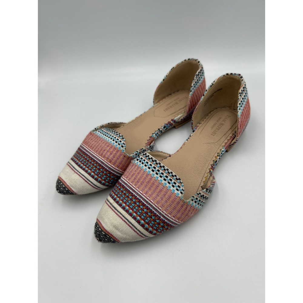 Isaac Mizrahi New York Womens 7.5 Multicolor Woven Pointed Toe D'Orsay Flats